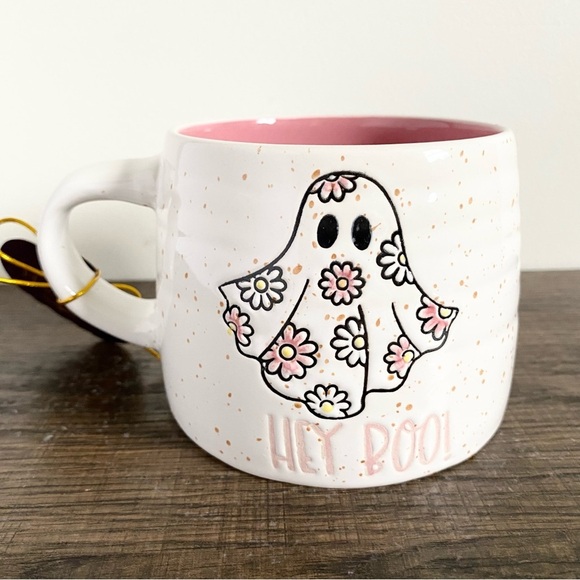 NWT Hey Boo Ghost Mug Pink Halloween - Picture 3 of 4